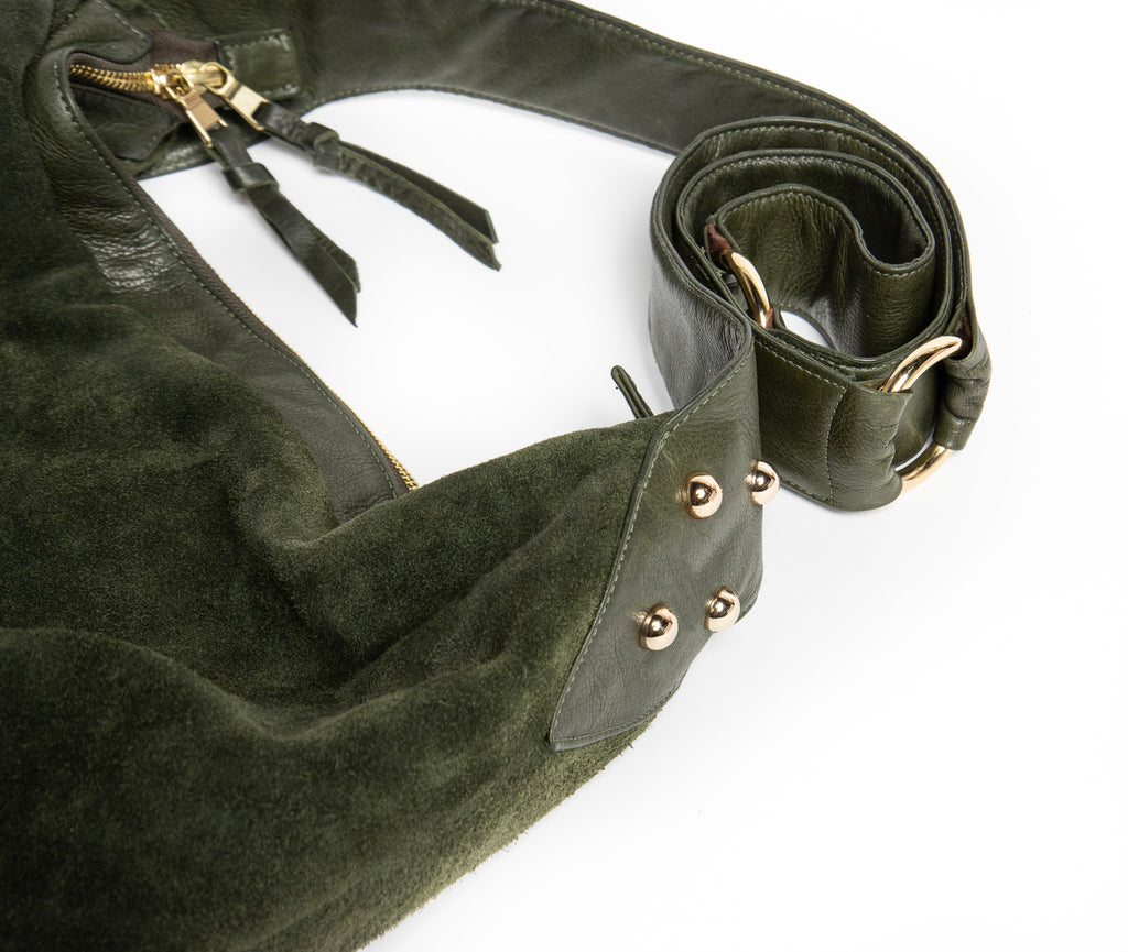 Quinn – Aniline Suede Deep Moss Green