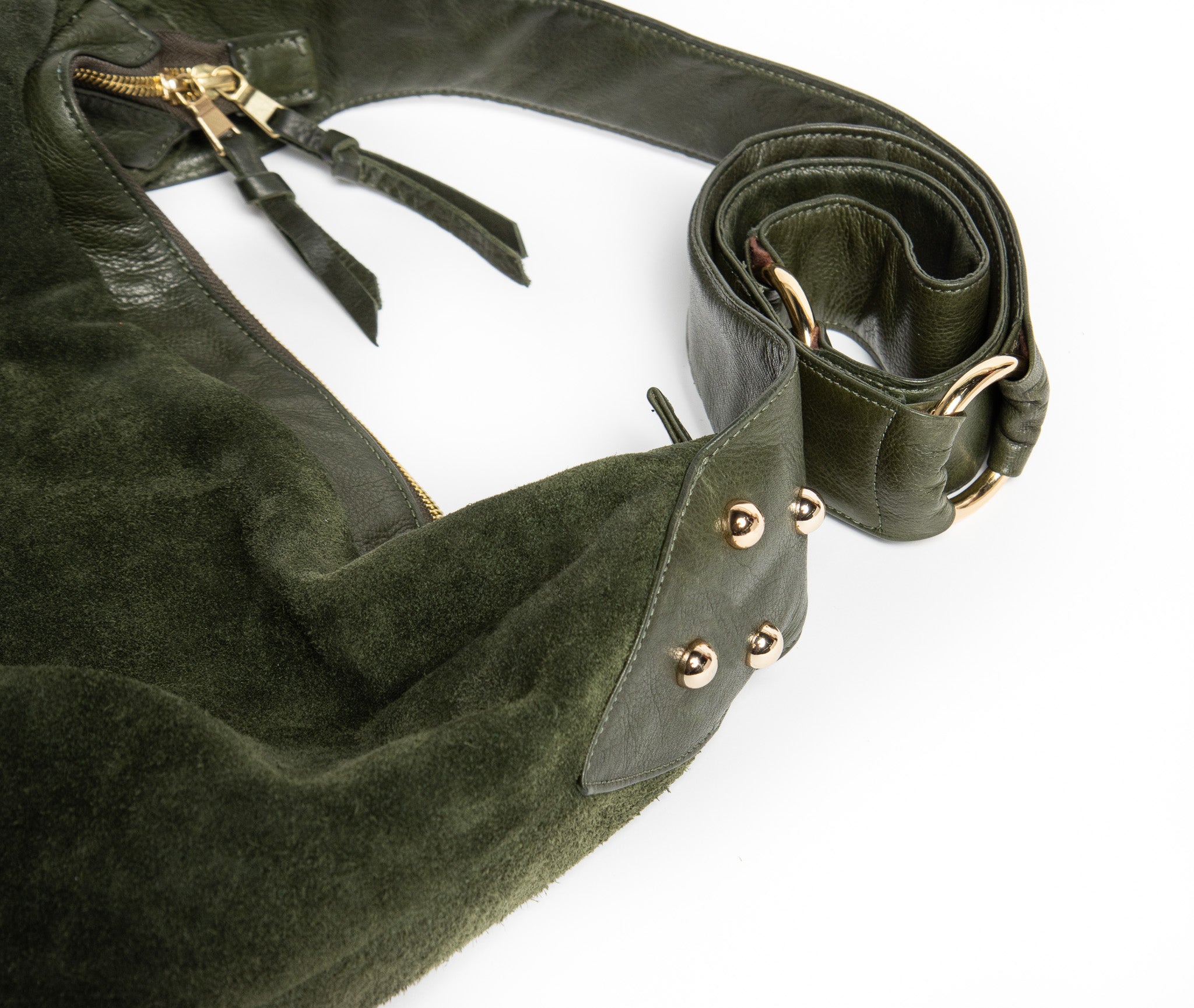 Quinn – Aniline Suede Deep Moss Green