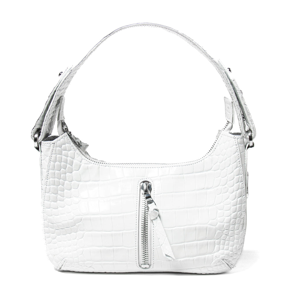 Ingrid – Crocodile Embossed Patent Leather Porcelain White