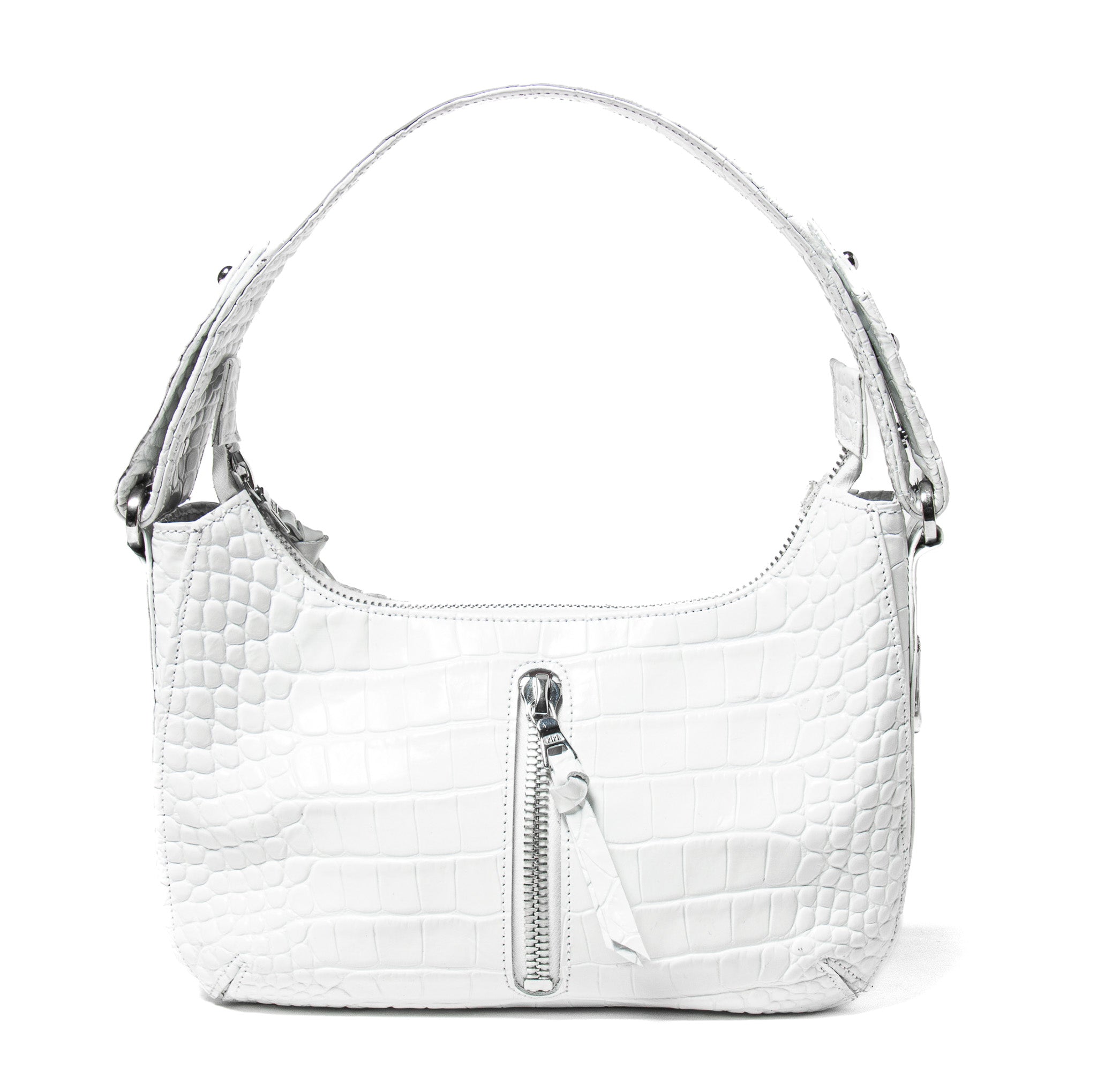Ingrid – Crocodile Embossed Patent Leather Porcelain White