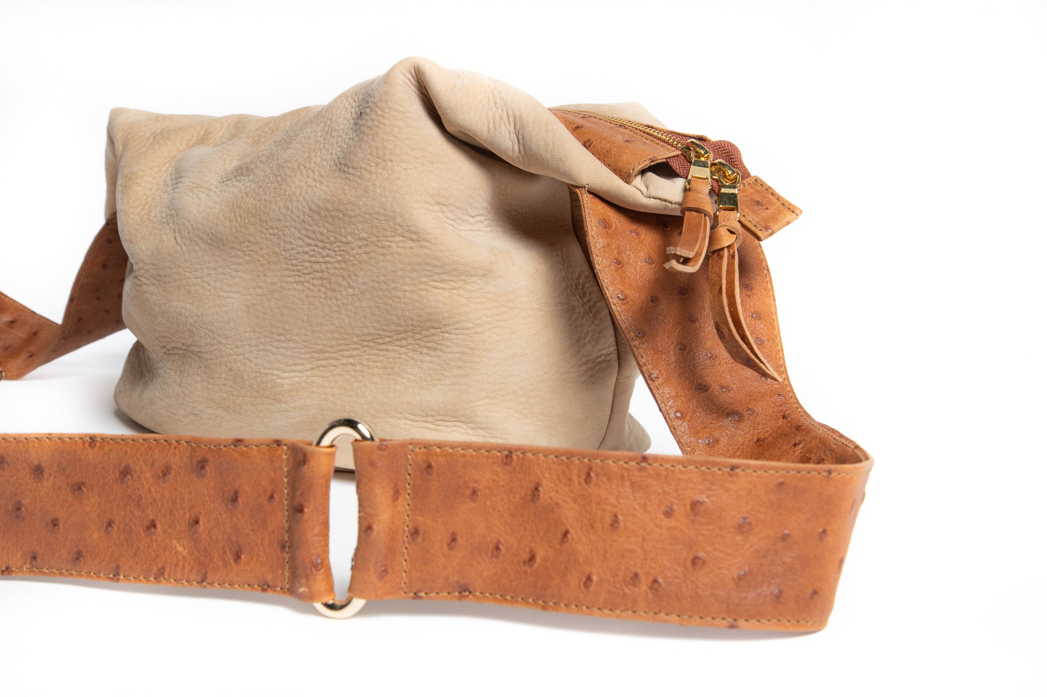 Quinn – Suede Body with Ostrich Strap