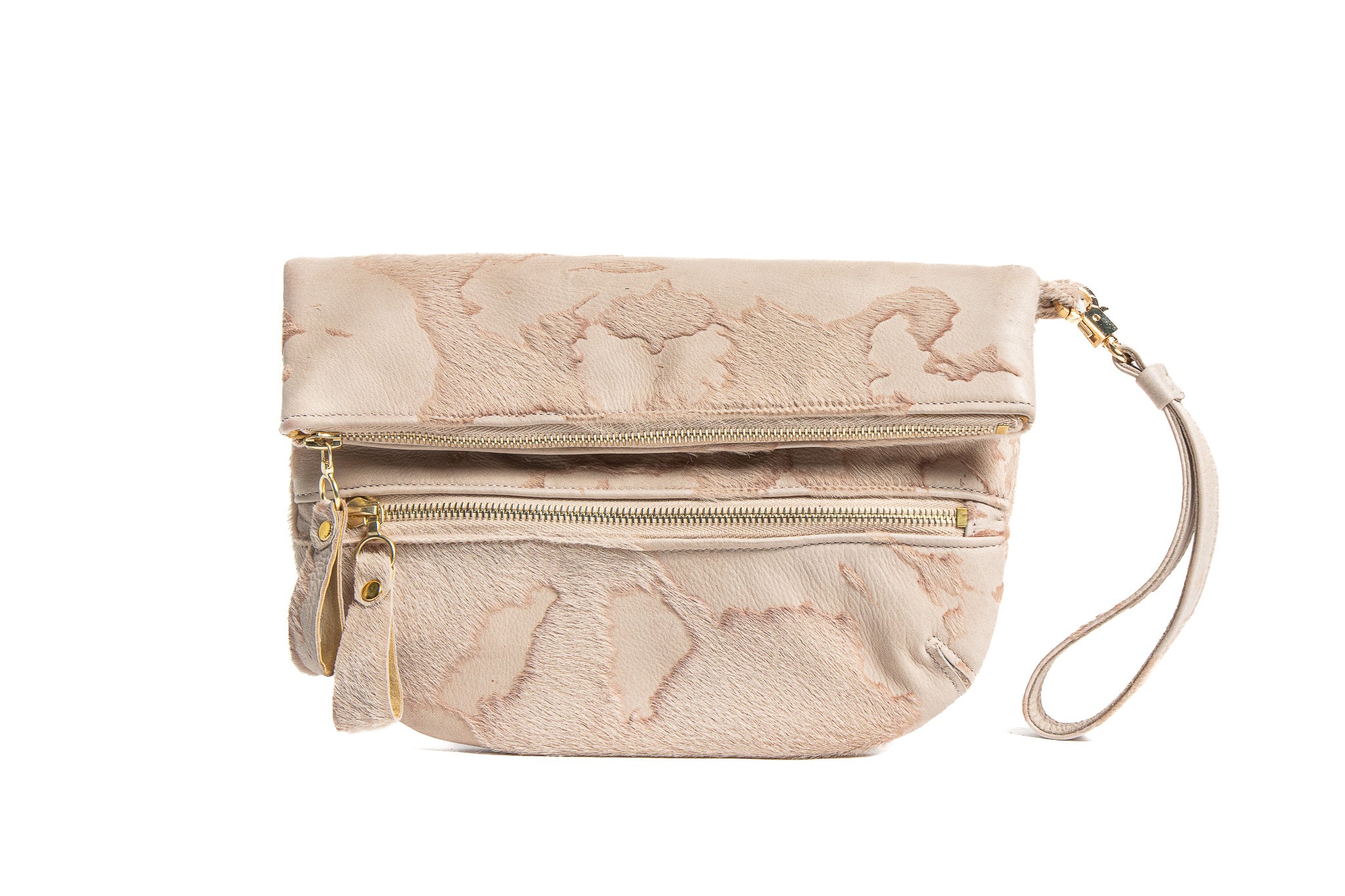 Cici – Acid Washed Hair-On Calf Clutch